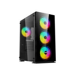 VALUE-TOP MANIA M3 ATX MID TOWER CASE With 4x12cm ARGB FAN, 1xUSB3.0 & 2xUSB2.0/FRONT & LEFT TEMPERED GLASS